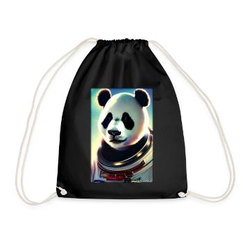 Pandabär Panda Astronaut Zukunft Sci-Fi Technik - Turnbeutel - Schwarz - Vorne
