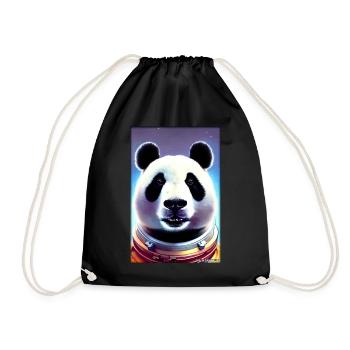 Pandabär Panda Astronaut Zukunft Sci-Fi Technik - Turnbeutel - Schwarz - Vorne