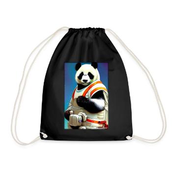Pandabär Panda Astronaut Zukunft Sci-Fi Technik - Turnbeutel - Schwarz - Vorne
