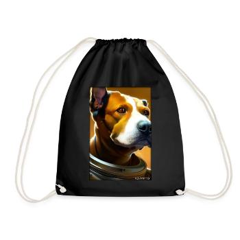 Dog Pet Astronaut Future Sci-Fi Technology - Drawstring Bag - black - Front
