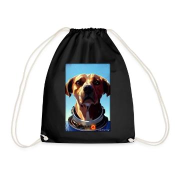 Dog Pet Astronaut Future Sci-Fi Technology - Drawstring Bag - black - Front
