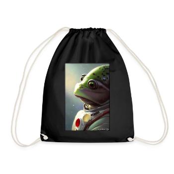 Frog Amphibian Astronaut Future Sci-Fi Technology - Drawstring Bag - black - Front