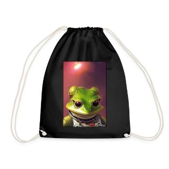 Frog Amphibian Astronaut Future Sci-Fi Technology - Drawstring Bag - black - Front