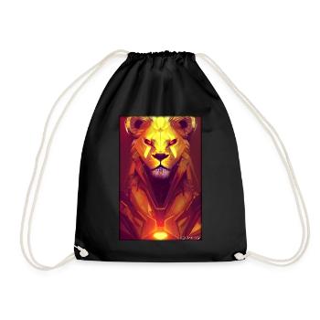 Lion Big Cat Cyber Neon Punk Future Sci-Fi - Drawstring Bag - black - Front
