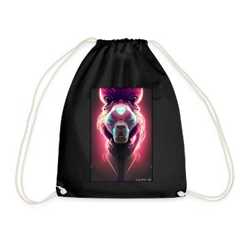 Lion Big Cat Cyber Neon Punk Future Science-Fi - Sac de sport léger - noir - Devant