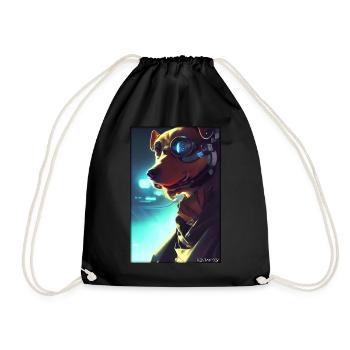 Dog Dog Lovers Cyber Neon Punk Future Sci-Fi - Drawstring Bag - black - Front