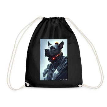 Dog Dog Lovers Cyber Neon Punk Future Sci-Fi - Drawstring Bag - black - Front