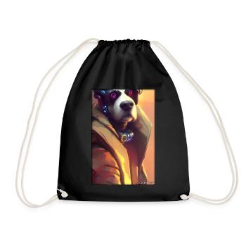 Dog Dog Lovers Cyber Neon Punk Future Sci-Fi - Drawstring Bag - black - Front