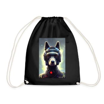 Dog Dog Lovers Cyber Neon Punk Future Sci-Fi - Drawstring Bag - black - Front