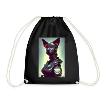 Dog Dog Lovers Cyber Neon Punk Future Sci-Fi - Drawstring Bag - black - Front