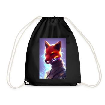 Fox Wildlife Cyber Neon Punk Future Sci-Fi - Drawstring Bag - black - Front