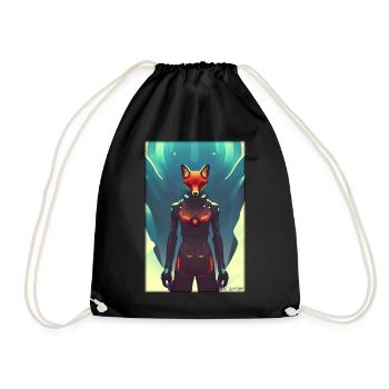 Fox Wildlife Cyber Neon Punk Future Sci-Fi - Drawstring Bag - black - Front