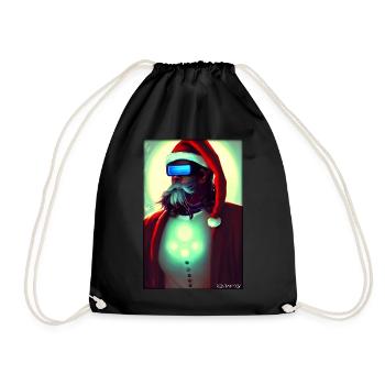 Santa Claus Christmas Future Cyber Neon Punk - Drawstring Bag - black - Front