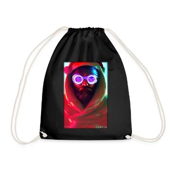 Santa Claus Christmas Future Cyber Neon Punk - Drawstring Bag - black - Front