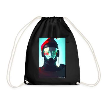 Weihnachtsmann Weihnachten Zukunft Cyber Neon Punk - Turnbeutel - Schwarz - Vorne