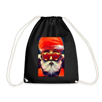 Santa Claus Christmas Future Cyber Neon Punk - Drawstring Bag - black - Front