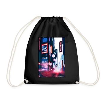 Tokyo City City Cyber Punk Future Sci-Fi Asia - Drawstring Bag - black - Front
