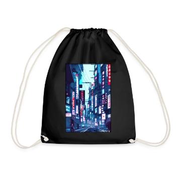 Tokyo City Stadt Cyber Punk Zukunft Sci-Fi Asien - Turnbeutel - Schwarz - Vorne
