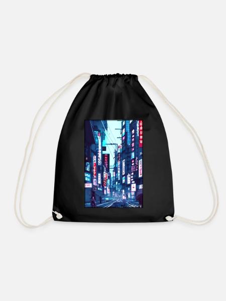 Tokyo City Stadt Cyber Punk Zukunft Sci-Fi Asien - Turnbeutel - Schwarz