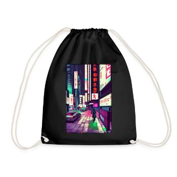 Tokyo City City Cyber Punk Future Sci-Fi Asia - Drawstring Bag - black - Front