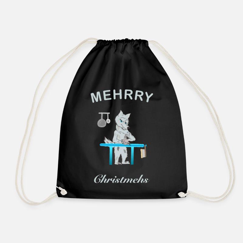 Mehrry Christmas, Cult Wolf - Drawstring Bag - black