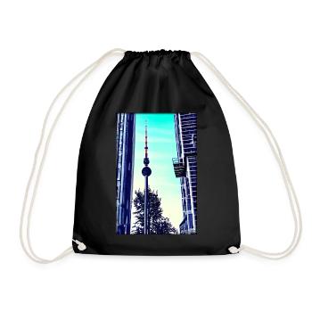 Berlin Berliner Fernsehturm Stadt Wahrzeichen - Turnbeutel - Schwarz - Vorne