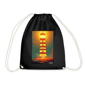 lighthouse sea light North Sea Baltic Sea holiday beach - Drawstring Bag - black - Front