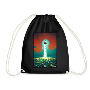 lighthouse sea light North Sea Baltic Sea holiday beach - Drawstring Bag - black - Front