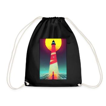 lighthouse sea light North Sea Baltic Sea holiday beach - Drawstring Bag - black - Front