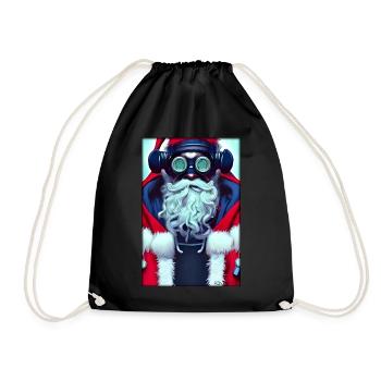 Santa Claus Christmas Future Cyber Neon Punk - Drawstring Bag - black - Front