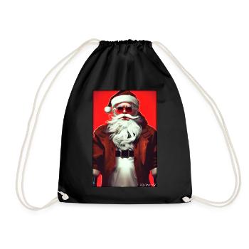 Weihnachtsmann Weihnachten Zukunft Cyber Neon Punk - Turnbeutel - Schwarz - Vorne