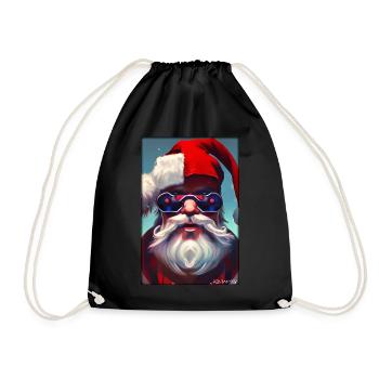 Santa Claus Christmas Future Cyber Neon Punk - Drawstring Bag - black - Front
