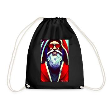 Santa Claus Christmas Future Cyber Neon Punk - Drawstring Bag - black - Front