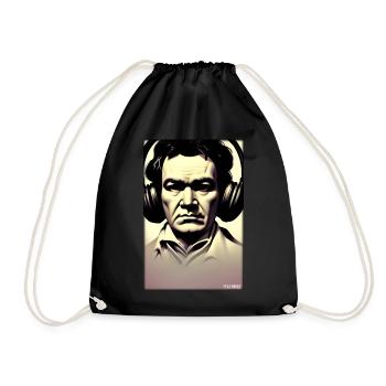 Ludwig van Beethoven DJ Kopfhörer Musik Party - Turnbeutel - Schwarz - Vorne