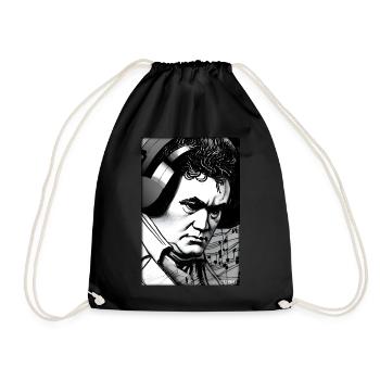 Ludwig van Beethoven DJ Kopfhörer Musik Party - Turnbeutel - Schwarz - Vorne