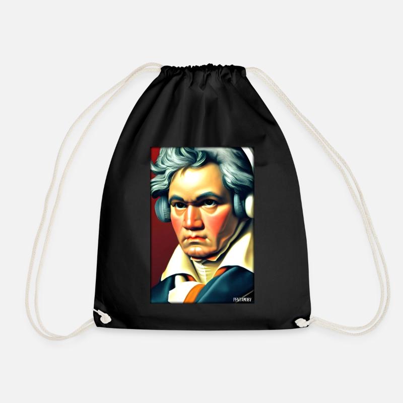 Ludwig van Beethoven DJ Kopfhörer Musik Party - Turnbeutel - Schwarz