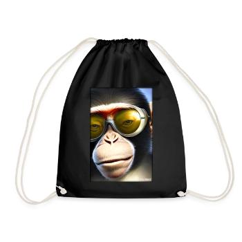 Monkey Sunglasses Wildlife Monkey Head Wildlife Zoo - Drawstring Bag - black - Front