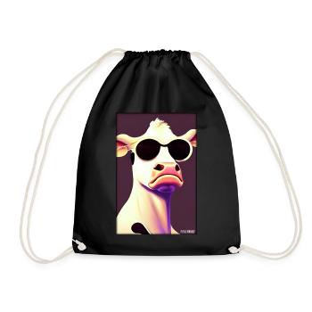Kuh Sonnenbrille Tierwelt Bauernhof Milchkuh - Turnbeutel - Schwarz - Vorne