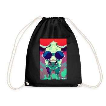 Kuh Sonnenbrille Tierwelt Bauernhof Milchkuh - Turnbeutel - Schwarz - Vorne