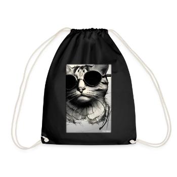 Cat Cat Sunglasses Wildlife Animals Pet - Drawstring Bag - black - Front