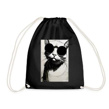 Cat Cat Sunglasses Wildlife Animals Pet - Drawstring Bag - black - Front