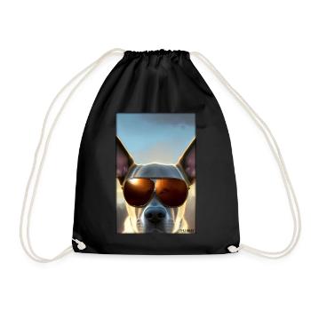 Hund Hunde Sonnenbrille Tierwelt Tiere Haustier - Turnbeutel - Schwarz - Vorne