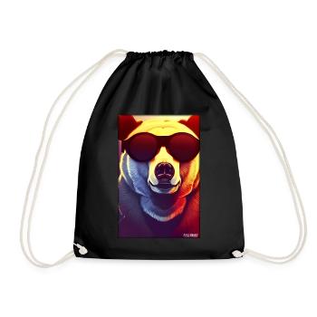 Bear Sunglasses Wildlife Forest Animals Wilderness - Drawstring Bag - black - Front
