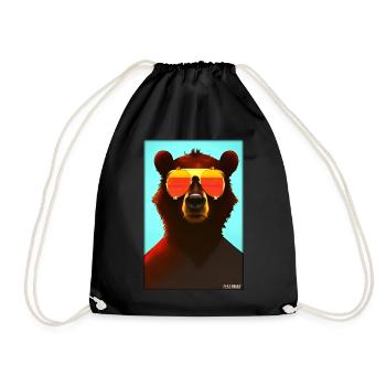 Bear Sunglasses Wildlife Forest Animals Wilderness - Drawstring Bag - black - Front