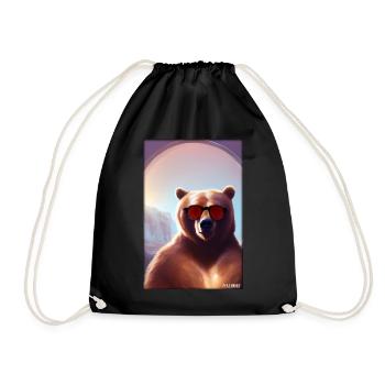 Bear Sunglasses Wildlife Forest Animals Wilderness - Drawstring Bag - black - Front