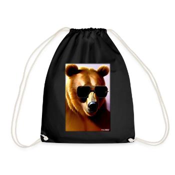 Bear Sunglasses Wildlife Forest Animals Wilderness - Drawstring Bag - black - Front