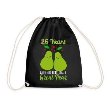 25 Years Married Wedding Couple - Drawstring Bag - black - Front