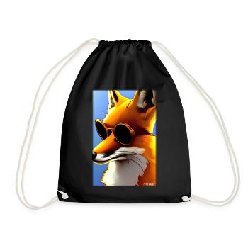 Fox Sunglasses Wildlife Forest Animals Wilderness - Drawstring Bag - black - Front