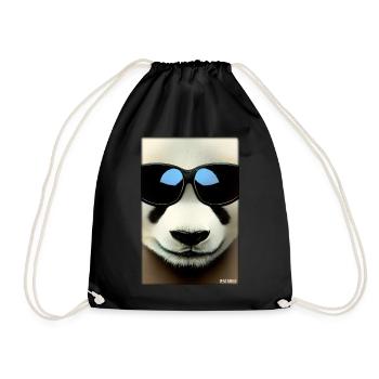 Panda Sonnenbrille Tierwelt Waldtier Tiere Wildnis - Turnbeutel - Schwarz - Vorne