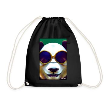 Panda Sonnenbrille Tierwelt Waldtier Tiere Wildnis - Turnbeutel - Schwarz - Vorne